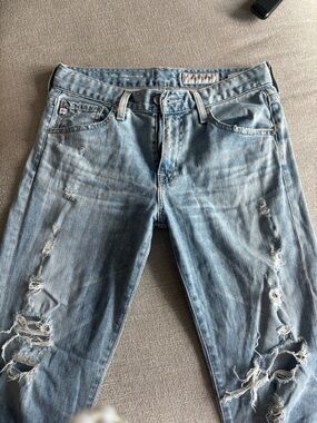 Women's Light Blue AG Distressed Ex- Boyfriend Jeans
